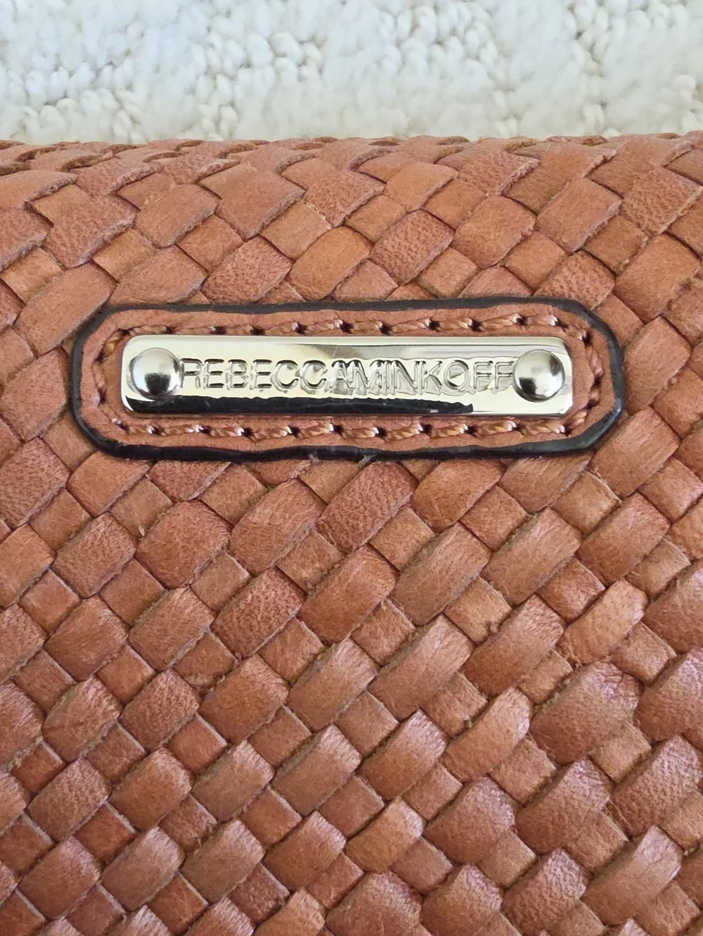 Rebecca Minkoff Woven Leather Clutch in Tan
